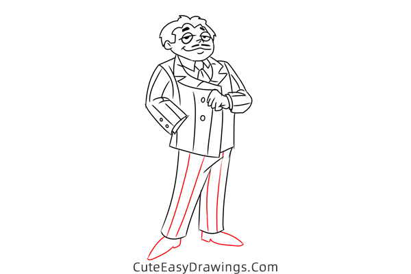 how to draw gomez addams from the addams family - www.cuteeasydrawings.com