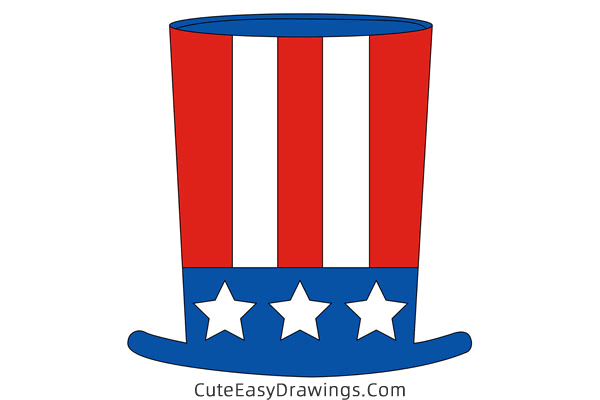 how to draw a 4th of july hat - www.cuteeasydrawings.com