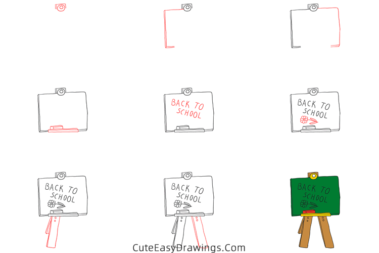 how to draw a chalkboard with back to school - www.cuteeasydrawings.com
