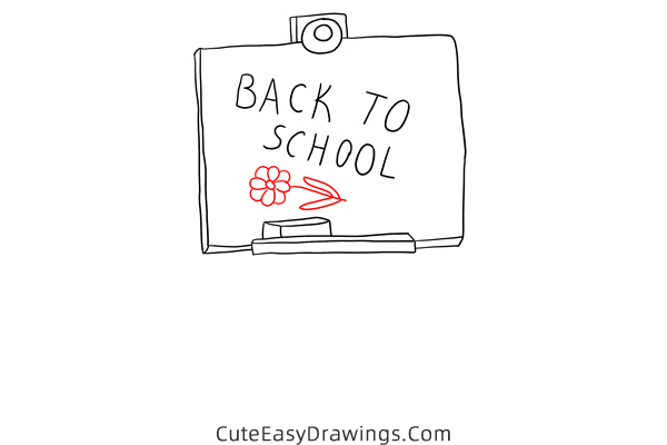 how to draw a chalkboard with back to school - www.cuteeasydrawings.com