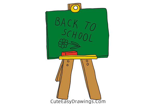 how to draw a chalkboard with back to school - www.cuteeasydrawings.com