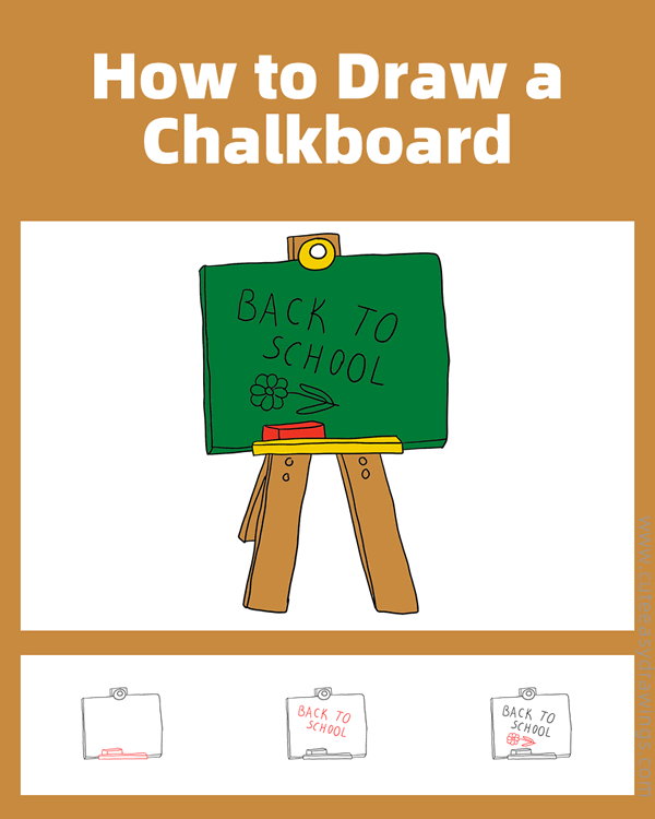 how to draw a chalkboard with back to school - www.cuteeasydrawings.com