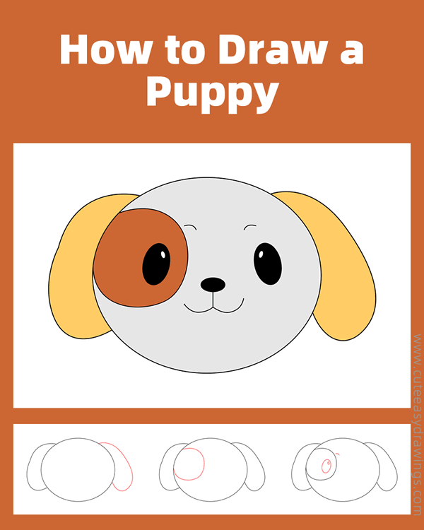how to draw a puppy face - www.cuteeasydrawings.com