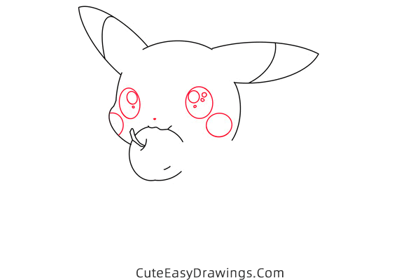 how to draw pikachu with an apple - www.cuteeasydrawings.com
