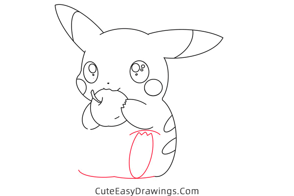 how to draw pikachu with an apple - www.cuteeasydrawings.com