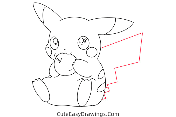 how to draw pikachu with an apple - www.cuteeasydrawings.com