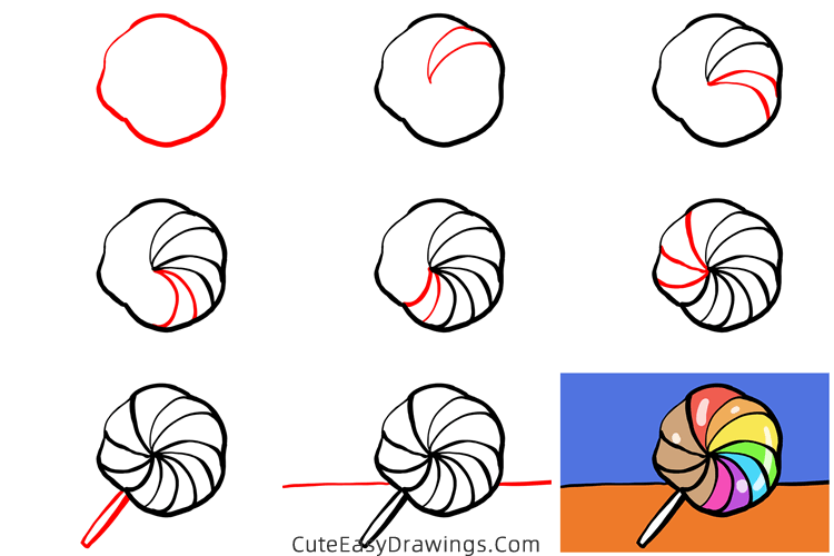 how to draw a lollipop - www.cuteeasydrawings.com
