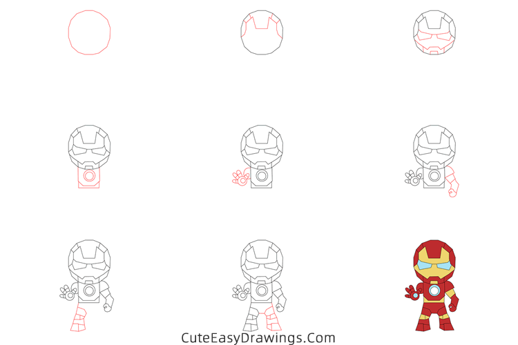 how to draw iron man easy - www.cuteeasydrawings.com