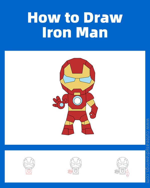 how to draw iron man easy - www.cuteeasydrawings.com