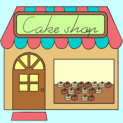 How to Draw a Cake Shop Step by Step