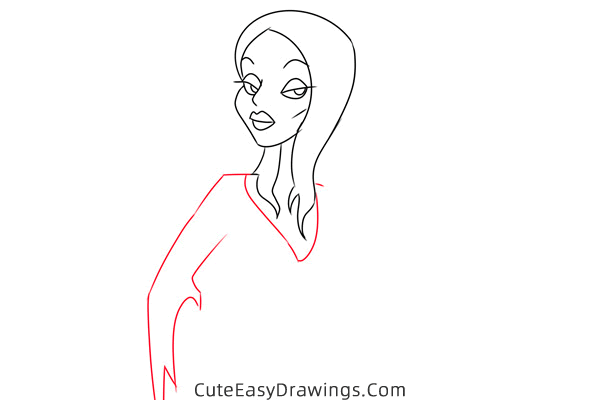 how to draw morticia addams from the addams family - www.cuteeasydrawings.com