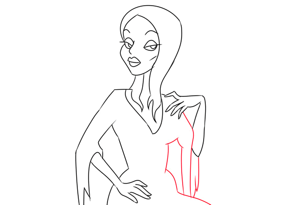 how to draw morticia addams from the addams family - www.cuteeasydrawings.com