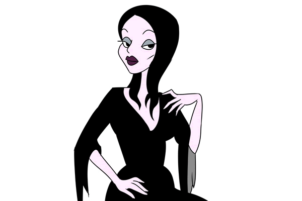 how to draw morticia addams from the addams family - www.cuteeasydrawings.com