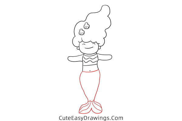 how to draw a mermaid easy - www.cuteeasydrawings.com