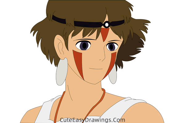 how to draw san face from princess mononoke - www.cuteeasydrawings.com