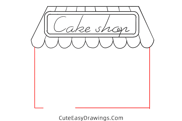 how to draw a cake shop - www.cuteeasydrawings.com