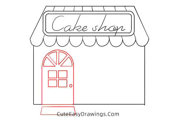 how to draw a cake shop - www.cuteeasydrawings.com