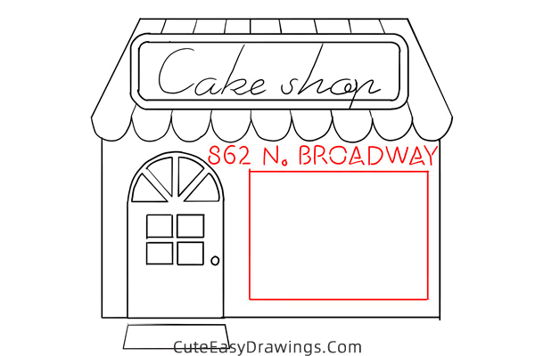 how to draw a cake shop - www.cuteeasydrawings.com