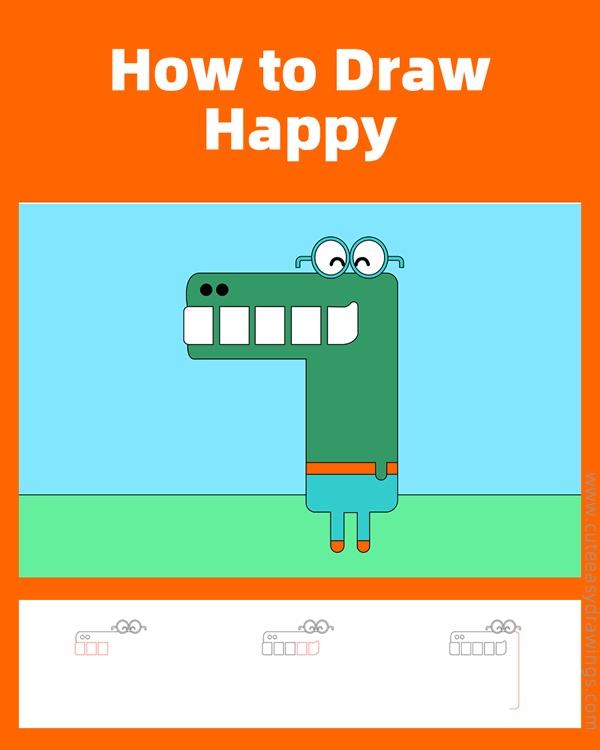 how to draw happy from hey duggee - www.cuteeasydrawings.com