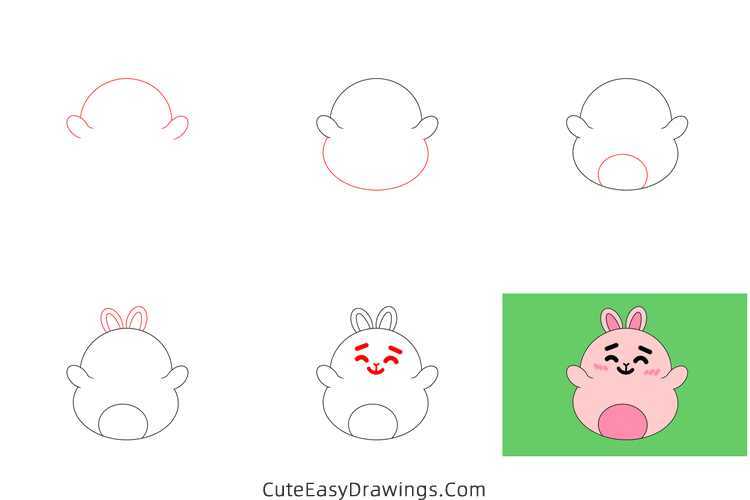 how to draw a cute bunny - www.cuteeasydrawings.com