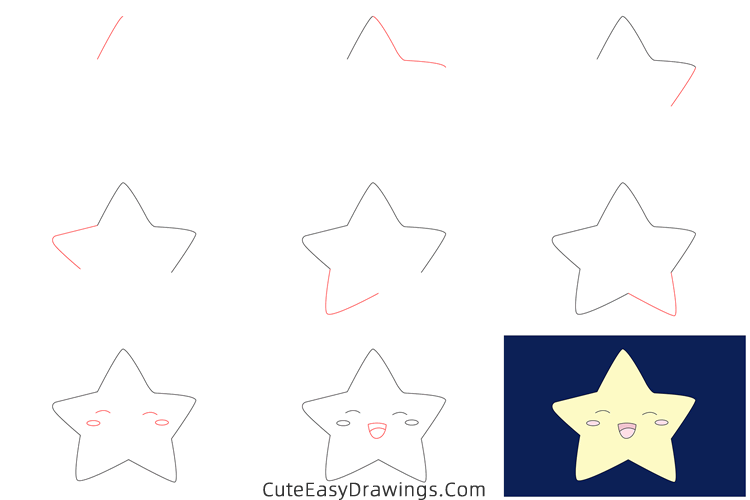 how to draw a star - www.cuteeasydrawings.com