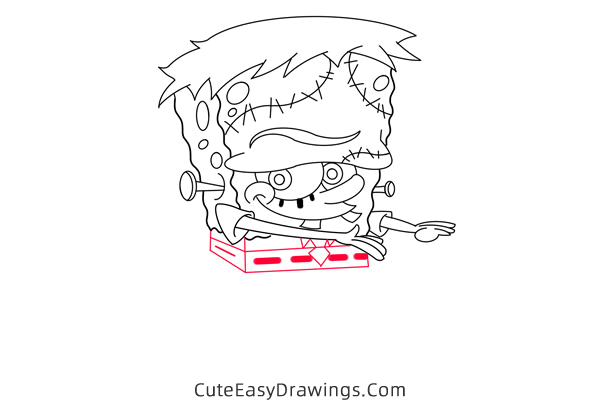 how to draw zombie spongebob - www.cuteeasydrawings.com