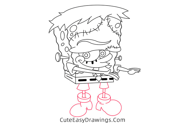 how to draw zombie spongebob - www.cuteeasydrawings.com