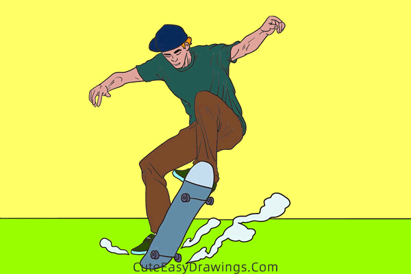 how to draw an awesome skateboarder - www.cuteeasydrawings.com