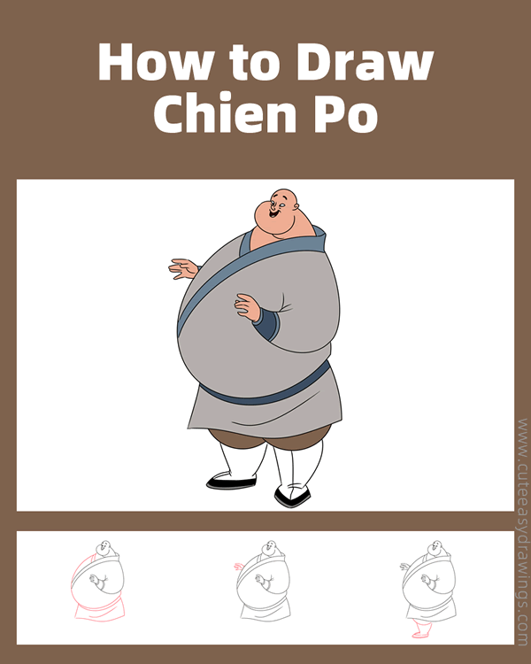 how to draw chien po from mulan - www.cuteeasydrawings.com