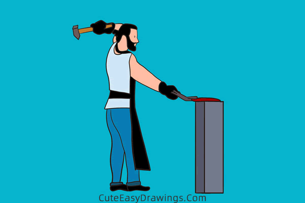 how to draw a blacksmith - www.cuteeasydrawings.com