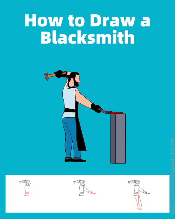 how to draw a blacksmith - www.cuteeasydrawings.com