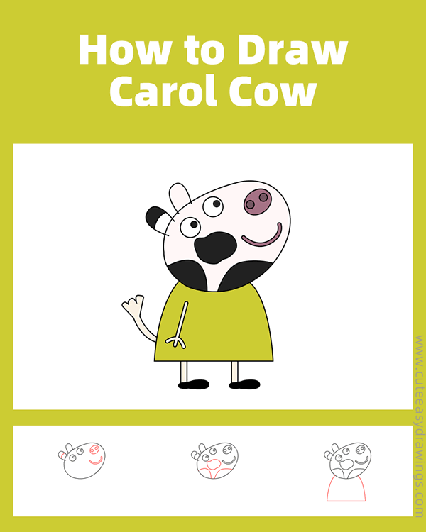 how to draw carol cow from peppa pig - www.cuteeasydrawings.com