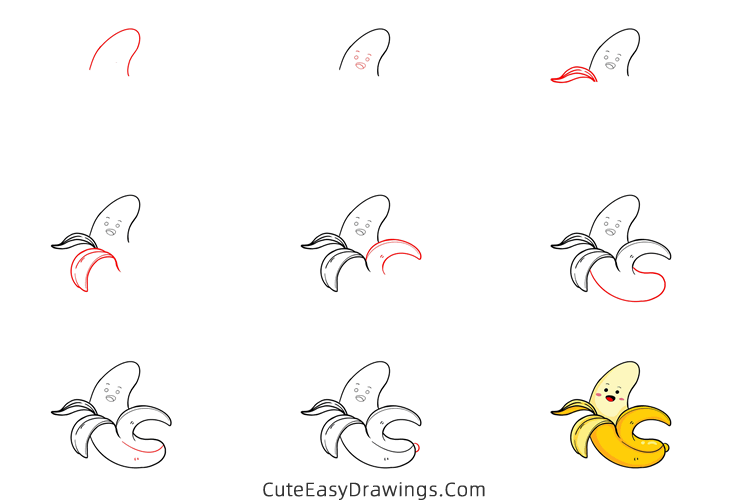 how to draw a banana - www.cuteeasydrawings.com