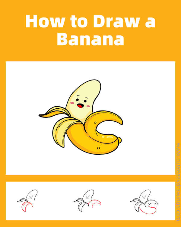 how to draw a banana - www.cuteeasydrawings.com