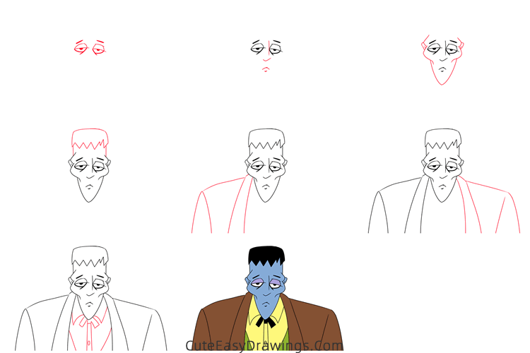 how to draw lurch from the addams family - www.cuteeasydrawings.com