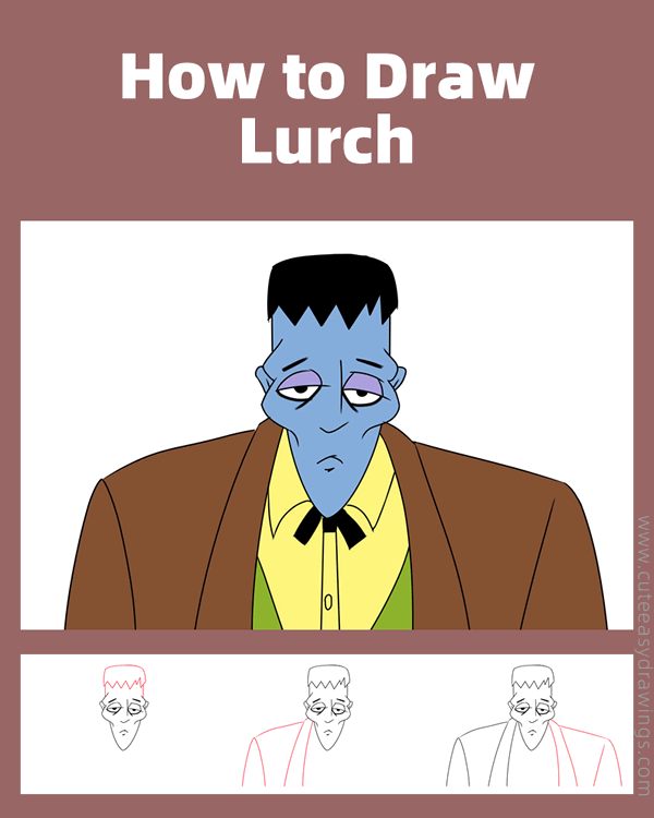 how to draw lurch from the addams family - www.cuteeasydrawings.com