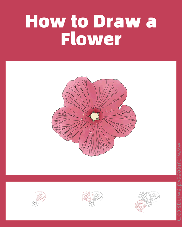 how to draw a realistic flower - www.cuteeasydrawings.com