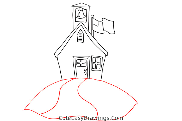 how to draw a church building - www.cuteeasydrawings.com