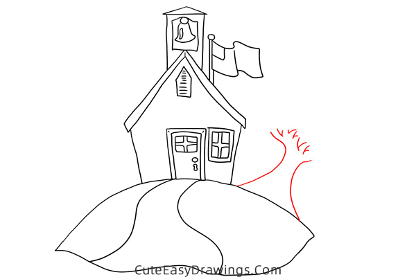 how to draw a church building - www.cuteeasydrawings.com