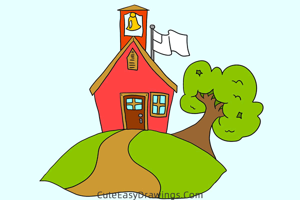 how to draw a church building - www.cuteeasydrawings.com