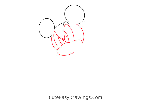 how to draw mickey mouse thinking - www.cuteeasydrawings.com