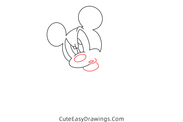 how to draw mickey mouse thinking - www.cuteeasydrawings.com