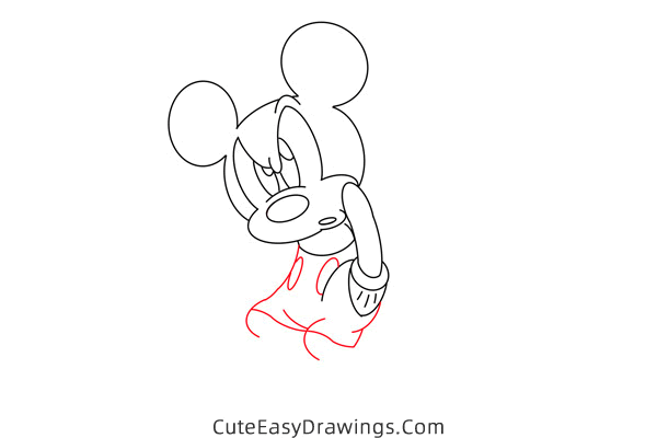 how to draw mickey mouse thinking - www.cuteeasydrawings.com