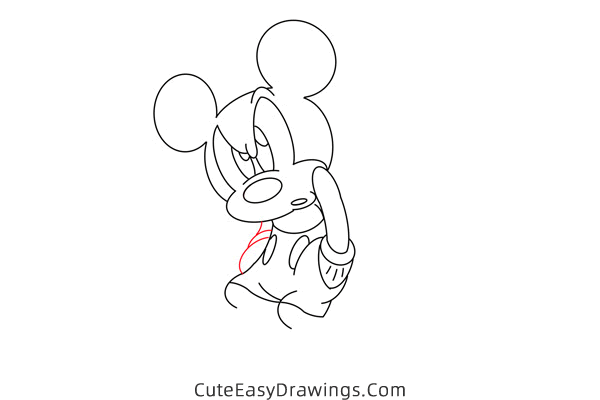 how to draw mickey mouse thinking - www.cuteeasydrawings.com