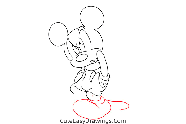 how to draw mickey mouse thinking - www.cuteeasydrawings.com