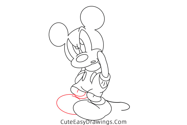 how to draw mickey mouse thinking - www.cuteeasydrawings.com