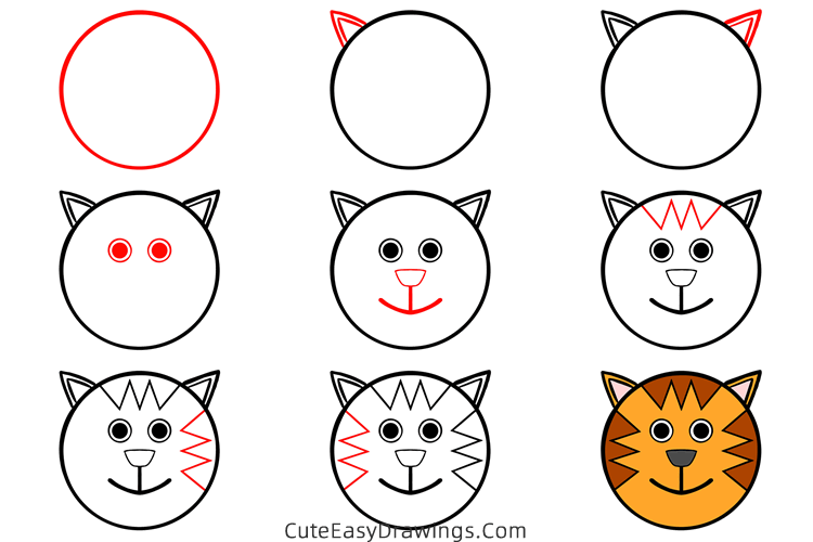 how to draw a kitty face - www.cuteeasydrawings.com