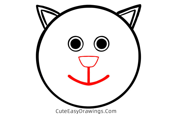 how to draw a kitty face - www.cuteeasydrawings.com