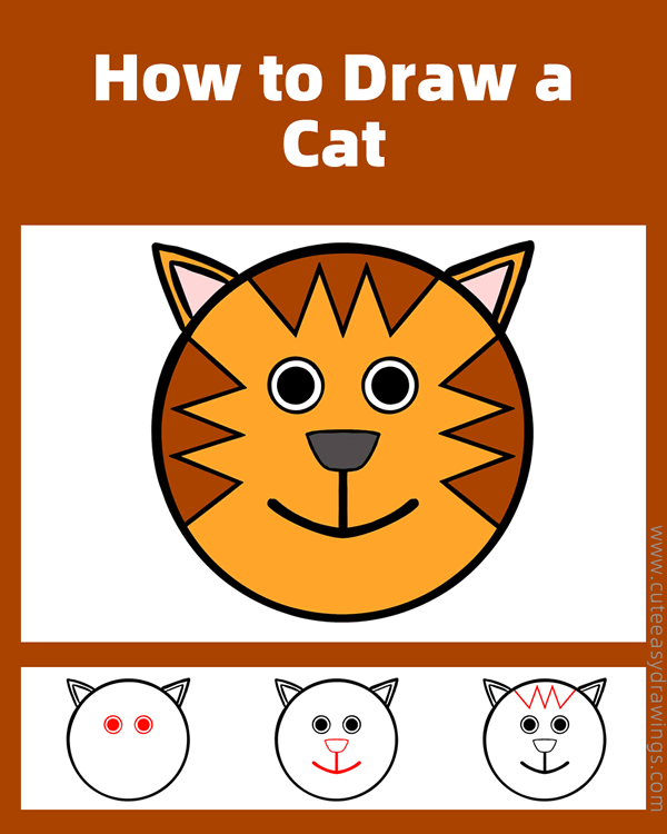 how to draw a kitty face - www.cuteeasydrawings.com