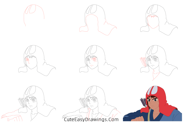how to draw ashitaka from princess mononoke - www.cuteeasydrawings.com